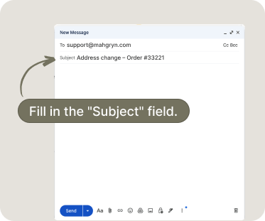 Screenshot showing subject line field